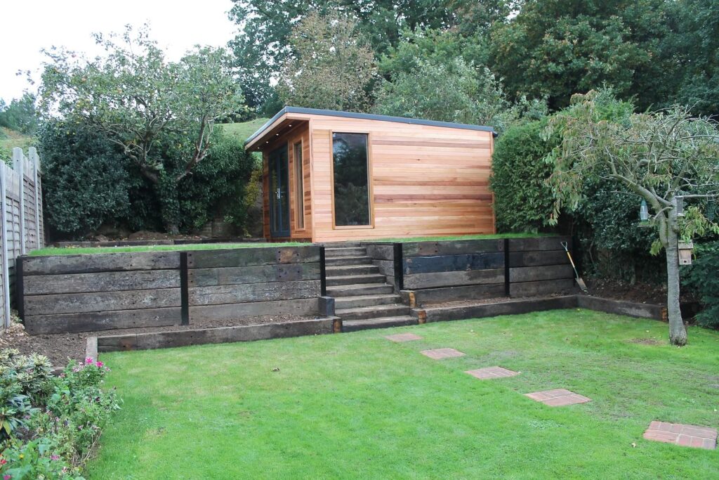 The Crusoe Retreat at top of garden