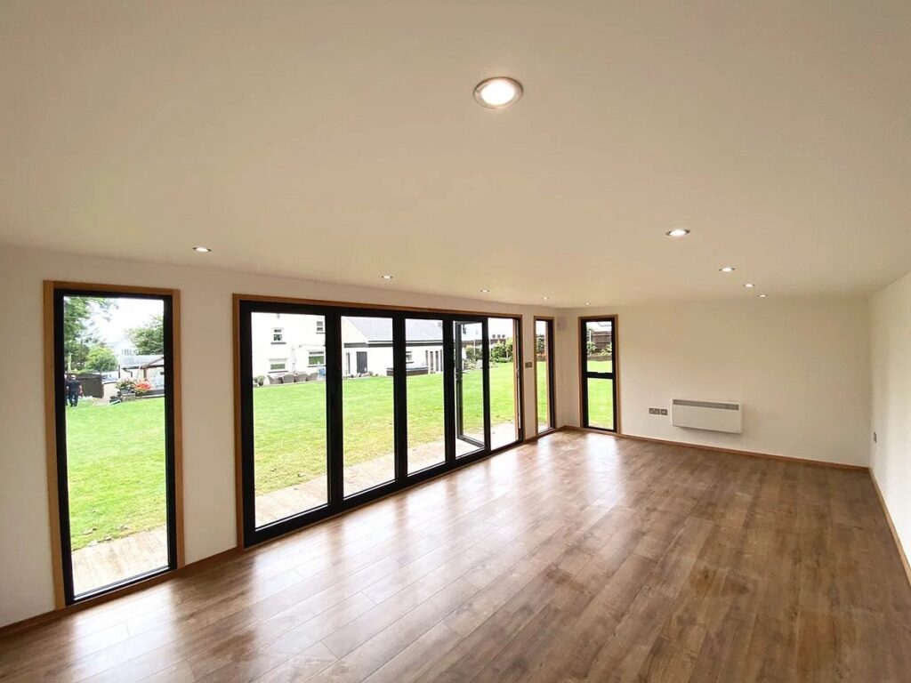 Inside a Garden Room with bi-fold doors